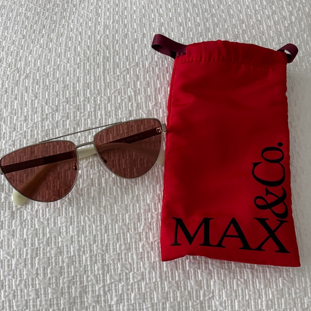 Max & Co. Silver Frame Brown Lens sunglasses with Red Case